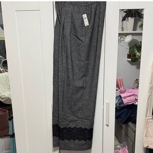 Anthropologie Gray Pants with Black Lace Trim